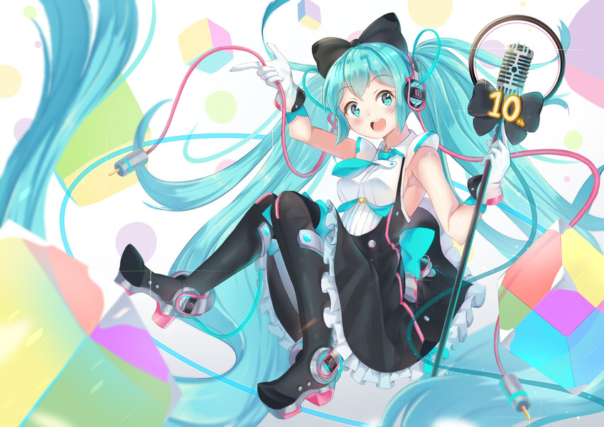 hatsune miku and magical mirai miku (vocaloid and 1 more) drawn by holmemee