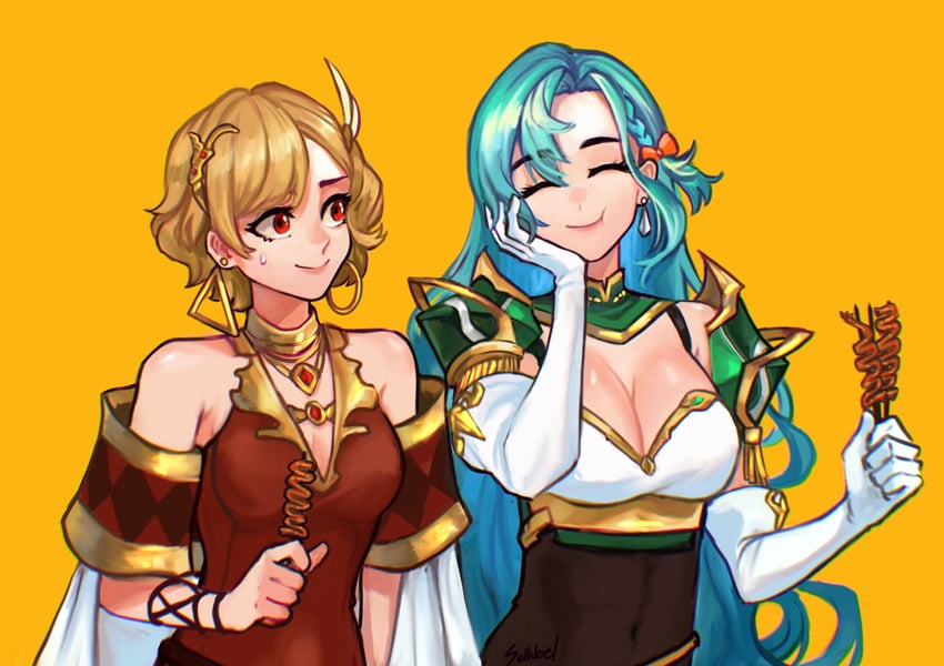 chloe and citrinne (fire emblem and 1 more) drawn by sethkiel