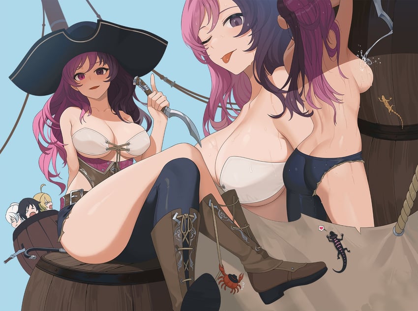 ruby rose, weiss schnee, yang xiao long, and neopolitan (rwby) drawn by wangxiii