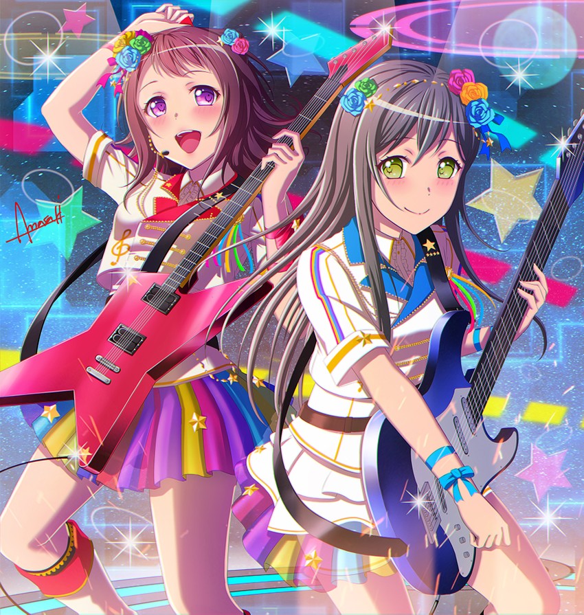 toyama kasumi and hanazono tae (bang dream!) drawn by amasaki_yusuke