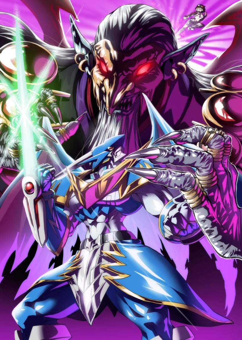 shinomiya rina, ulforcev-dramon, and barbamon (digimon and 2 more) drawn by gerusyu