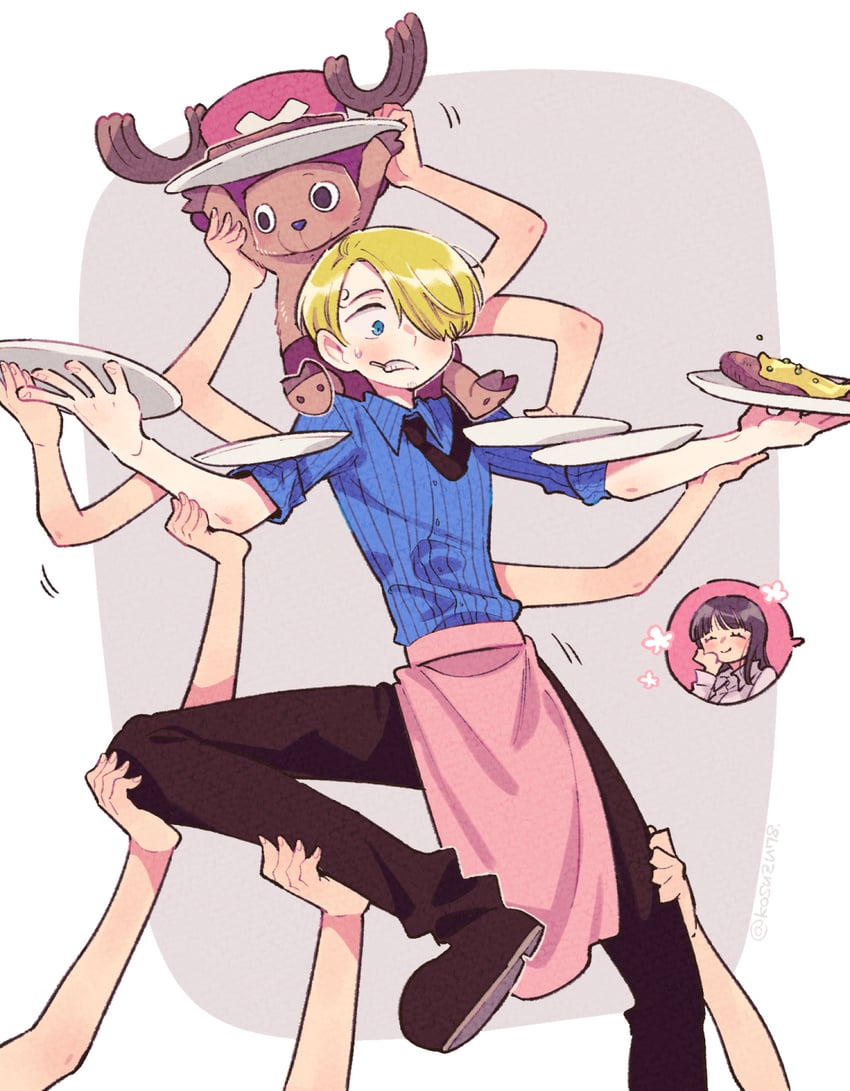 nico robin, sanji, and tony tony chopper (one piece) drawn by mitsubachi_koucha