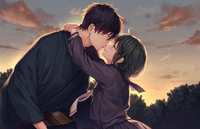yasaka kurou and kuryo nozomi (nie no hakoniwa) drawn by kaguyuzu