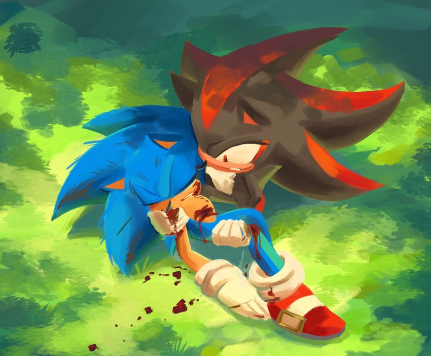 sonic the hedgehog and shadow the hedgehog (sonic) drawn by yangfaa_sonic