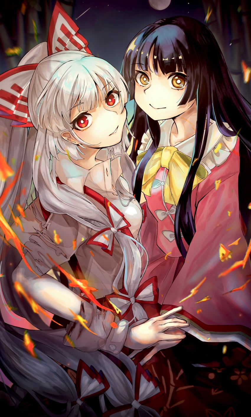 fujiwara no mokou and houraisan kaguya (touhou) drawn by airis0327