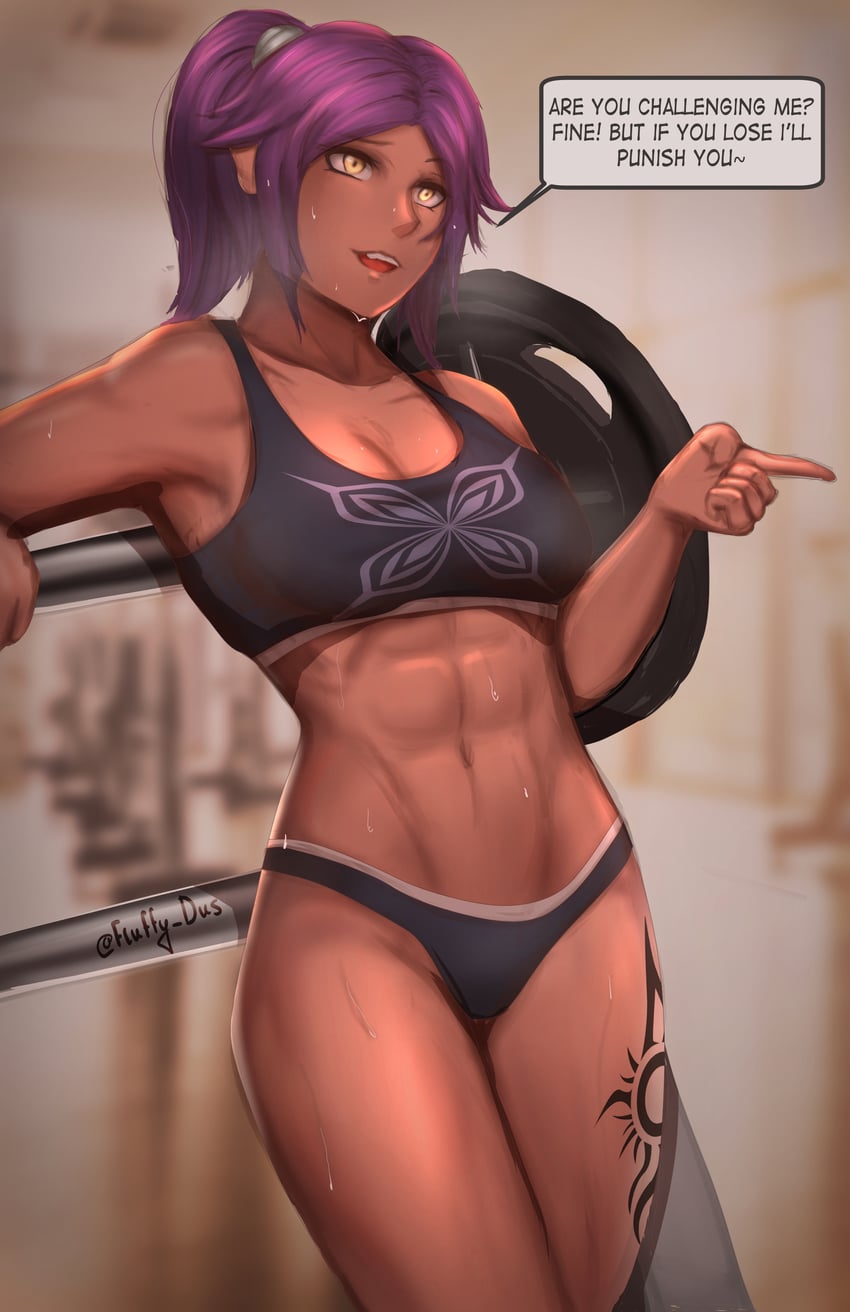 shihouin yoruichi (bleach) drawn by fluffydus