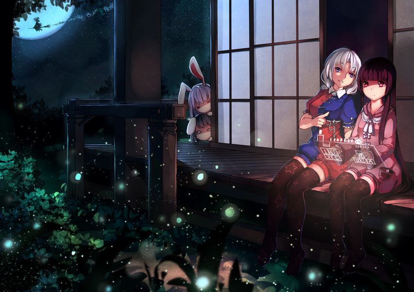 kirisame marisa, reisen udongein inaba, houraisan kaguya, inaba tewi, and yagokoro eirin (touhou) drawn by hei_yan-m82a1