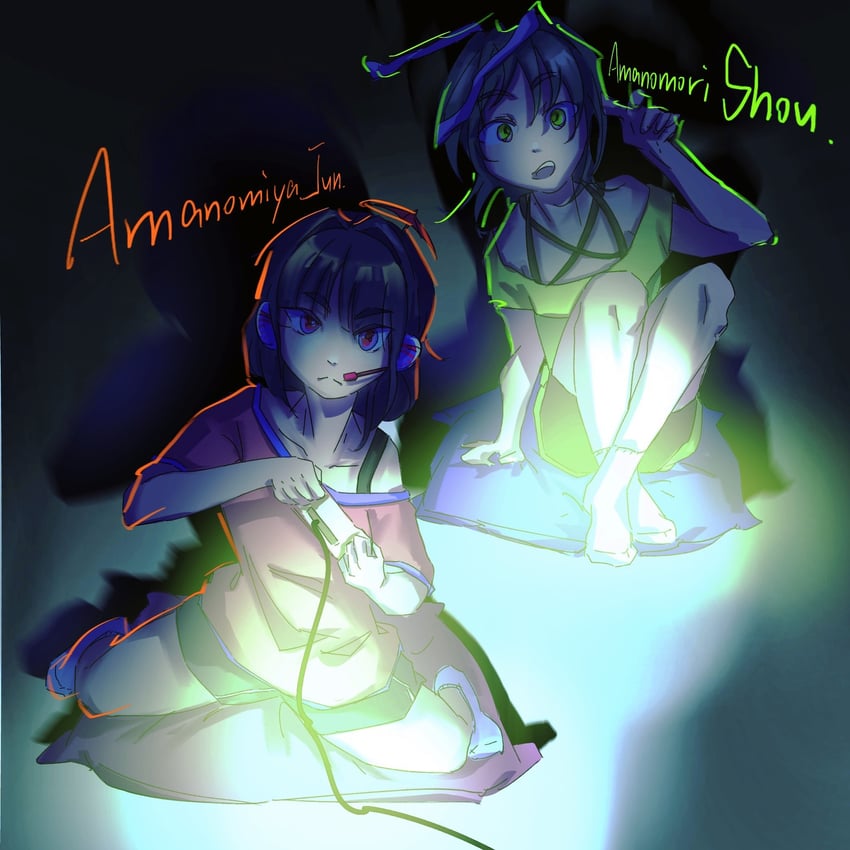 amanomiya jun and amanomori shou (len'en) drawn by rainlow