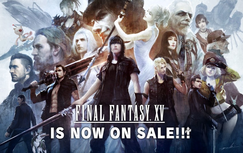 moogle, noctis lucis caelum, gladiolus amicitia, prompto argentum, ignis scientia, and 14 more (final fantasy and 3 more) drawn by matsuzawa_yuuki
