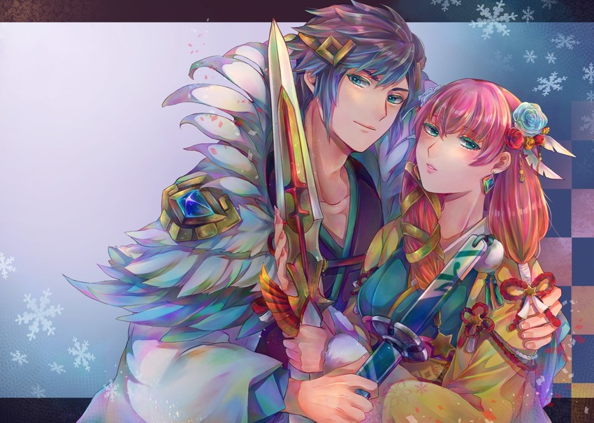gunnthra and hrid (fire emblem and 1 more) drawn by hikashi10_nsk