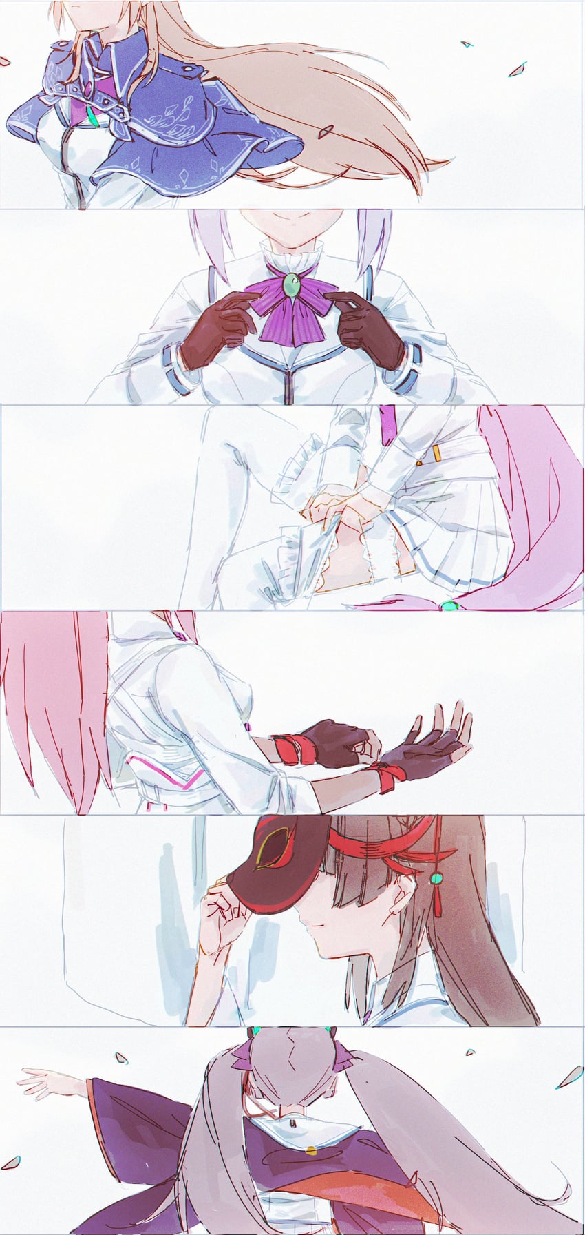 shirakawa yuina, kiryuu miya, ogasawara hisame, kura satomi, tsukishiro monaka, and 1 more (heaven burns red) drawn by wbon