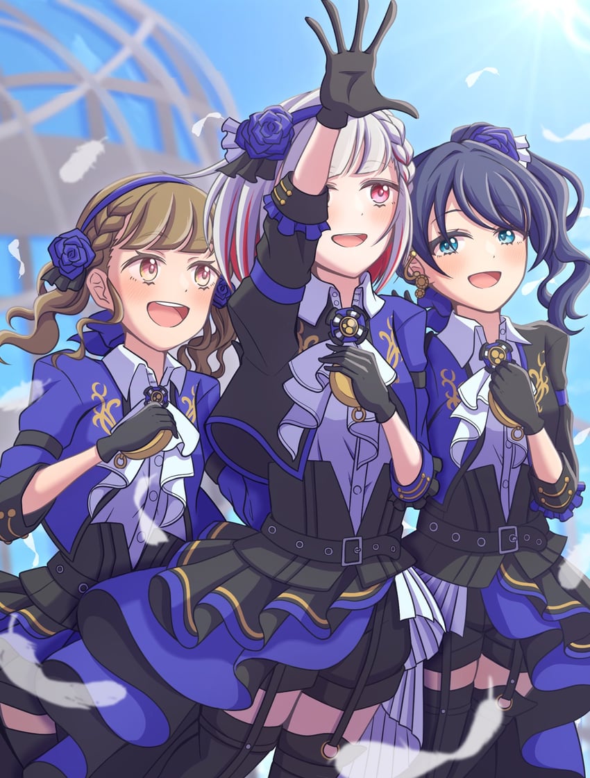 murano sayaka, yugiri tsuzuri, and kachimachi kosuzu (love live! and 1 more) drawn by ganbarai