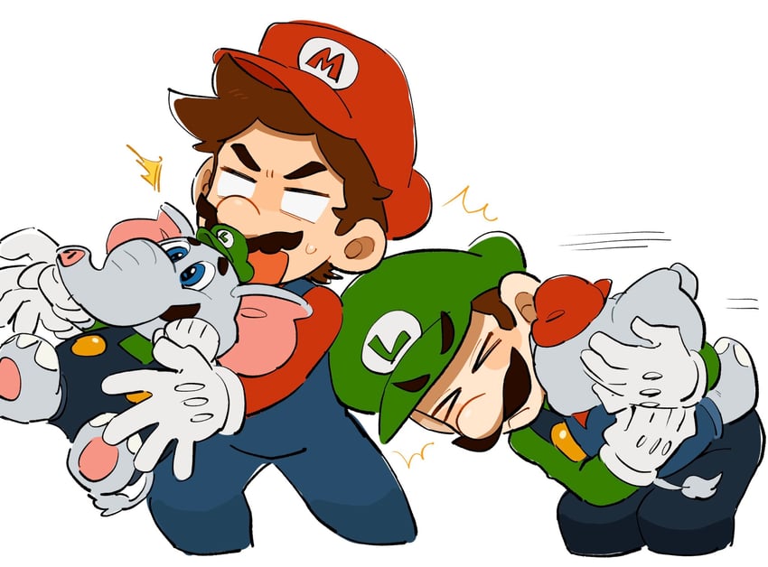 mario, luigi, elephant mario, and elephant luigi (mario and 1 more) drawn by mimimi_(mimimim9999)