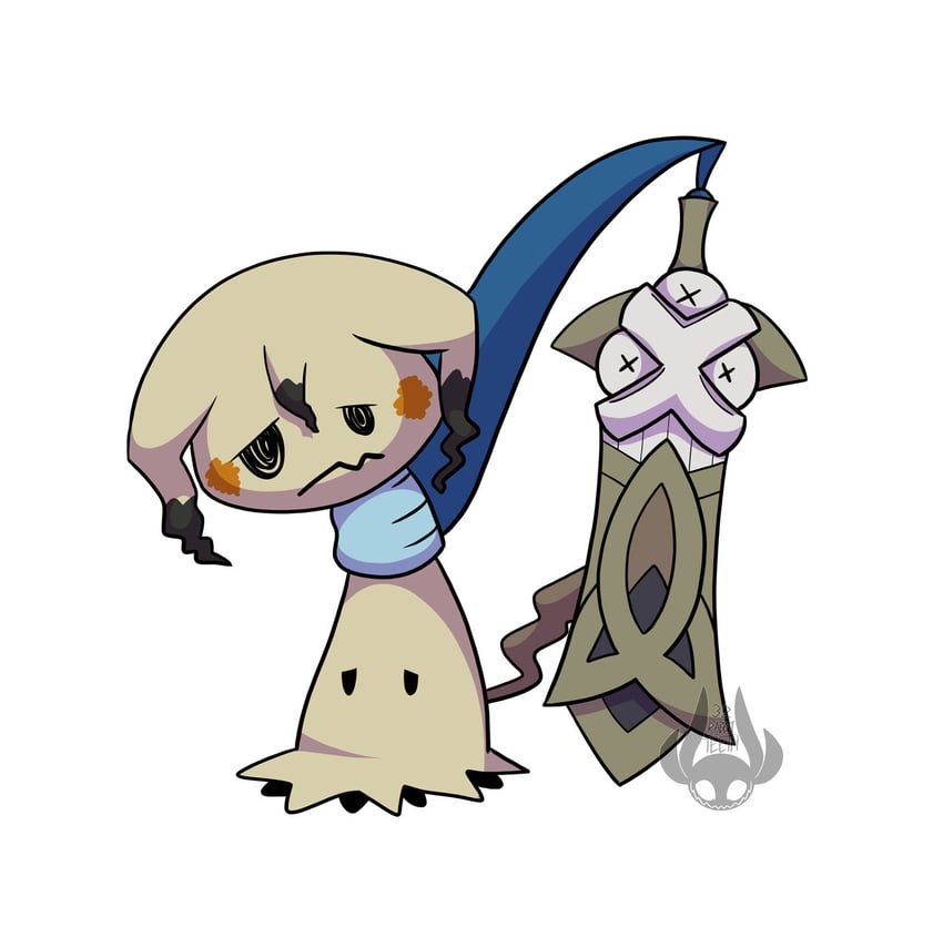 mimikyu, crona, ragnarok, and honedge (pokemon and 1 more) drawn by 32rabbitteeth