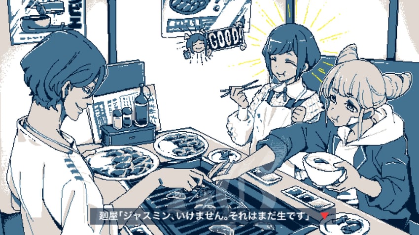 fukurai azami, jasmine, and meguriya ayumu (toshi densetsu kaitai center) drawn by nakashige_shunsuke