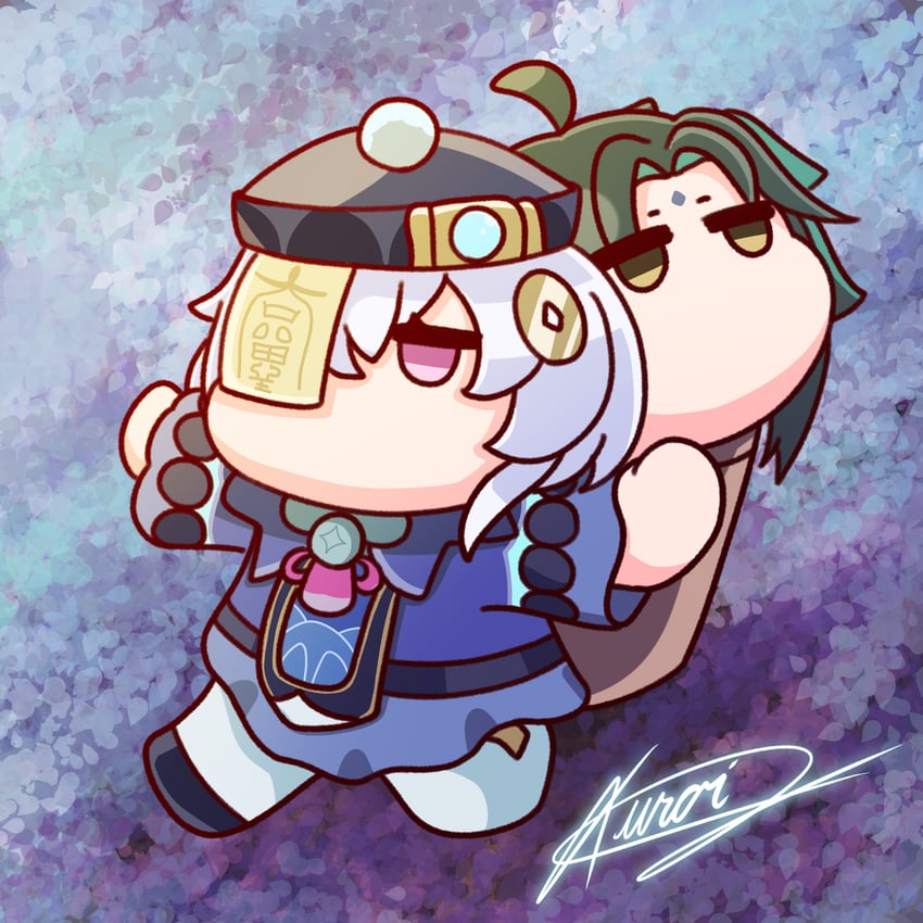 xiao and qiqi (genshin impact) drawn by kuroij