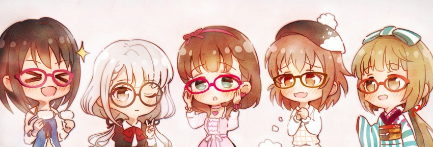 sakuma mayu, hisakawa nagi, yorita yoshino, kamijo haruna, and kita hinako (idolmaster and 1 more) drawn by omisoshiru