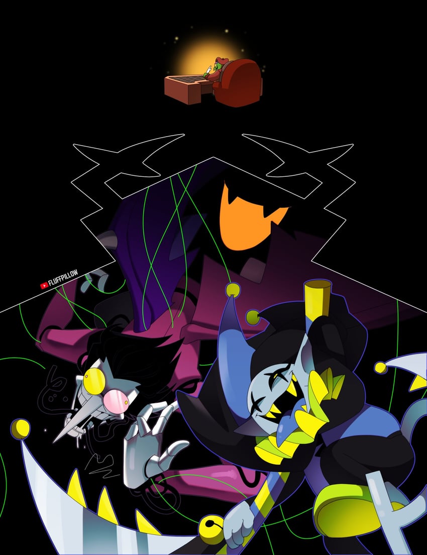 spamton g. spamton, jevil, spamton neo, roaring knight, and gerson (deltarune) drawn by lisa77494