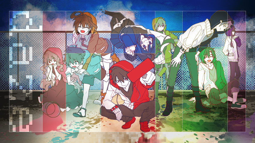 kozakura marry, kisaragi shintarou, kido tsubomi, ene, kano shuuya, and 4 more (kagerou project and 1 more) drawn by kangmoro