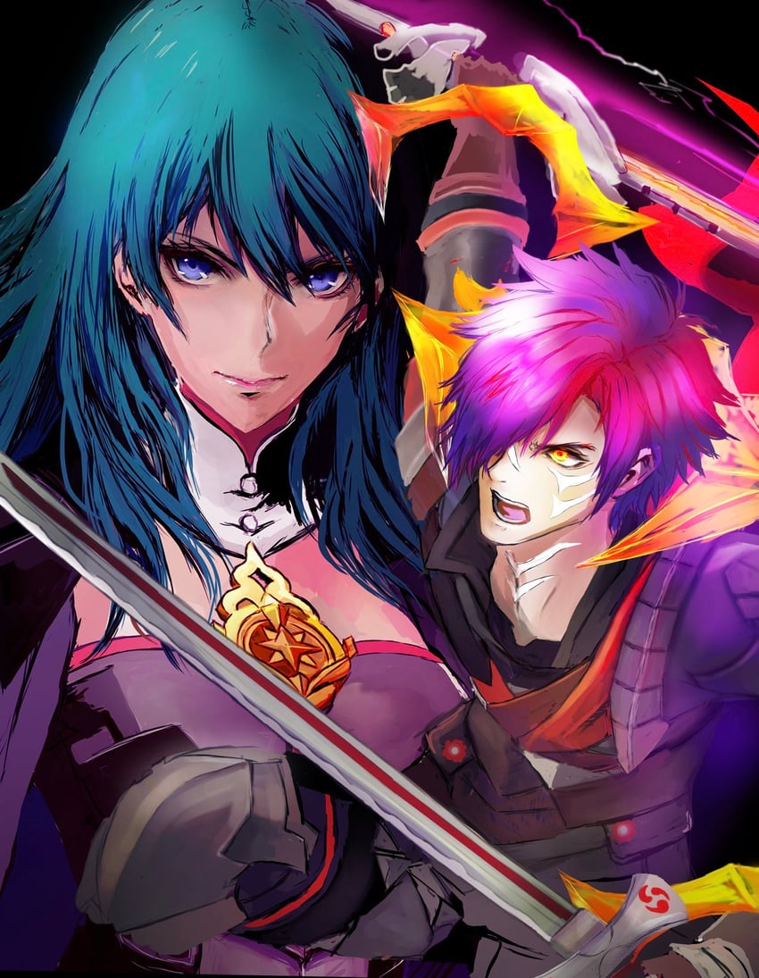 female byleth and male shez (fire emblem and 2 more) drawn by kyel_hyde