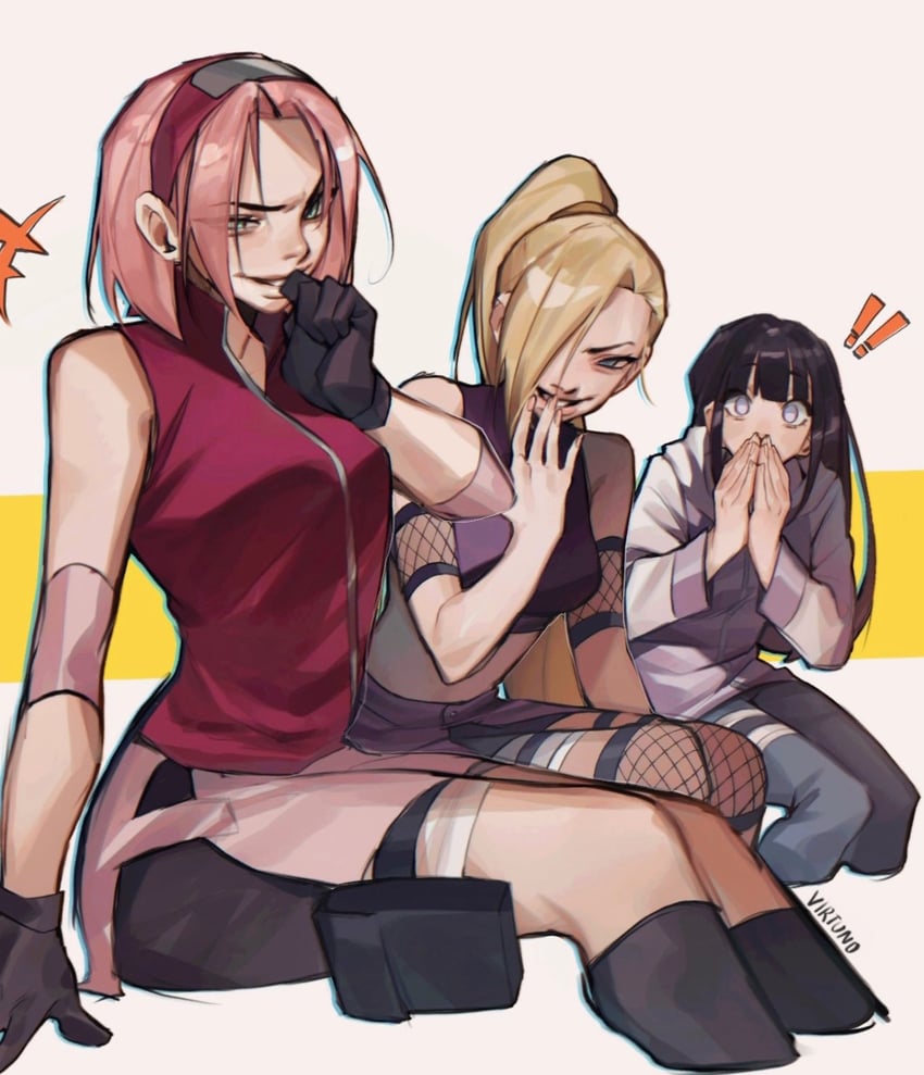 haruno sakura, hyuuga hinata, and yamanaka ino (naruto and 1 more) drawn by virtuno
