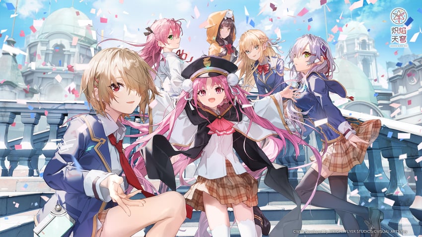 kayamori ruka, izumi yuki, asakura karen, toujou tsukasa, aikawa megumi, and 1 more (heaven burns red)