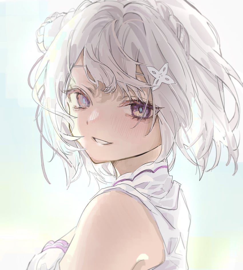 emilia (re:zero kara hajimeru isekai seikatsu and 1 more) drawn by kahun_0722