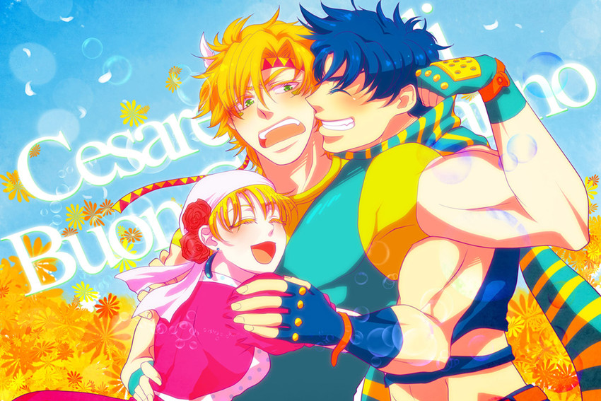 joseph joestar, caesar anthonio zeppeli, and suzi q (jojo no kimyou na bouken and 1 more) drawn by managi