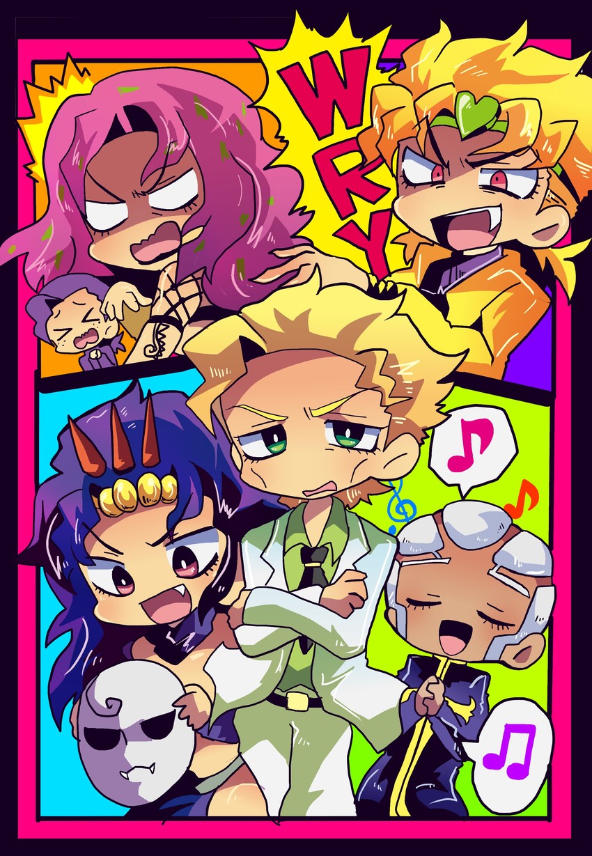 dio brando, kars, kira yoshikage, diavolo, vinegar doppio, and 1 more (jojo no kimyou na bouken and 3 more) drawn by motsu_(40217141)