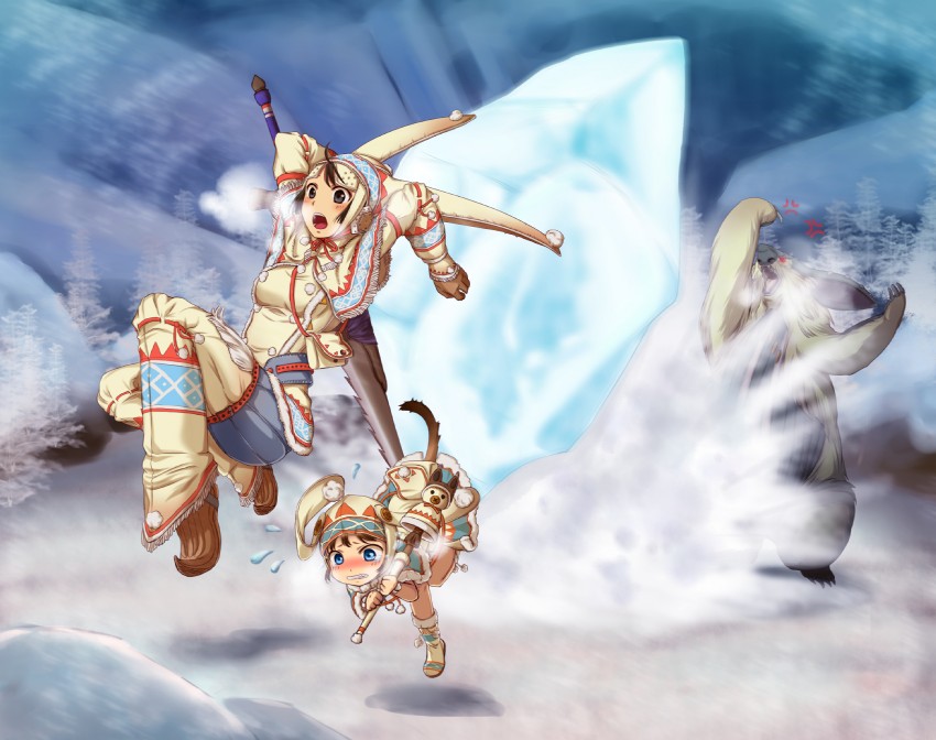 monster hunter and lagombi (monster hunter and 1 more) drawn by mishiyomi_kazumi