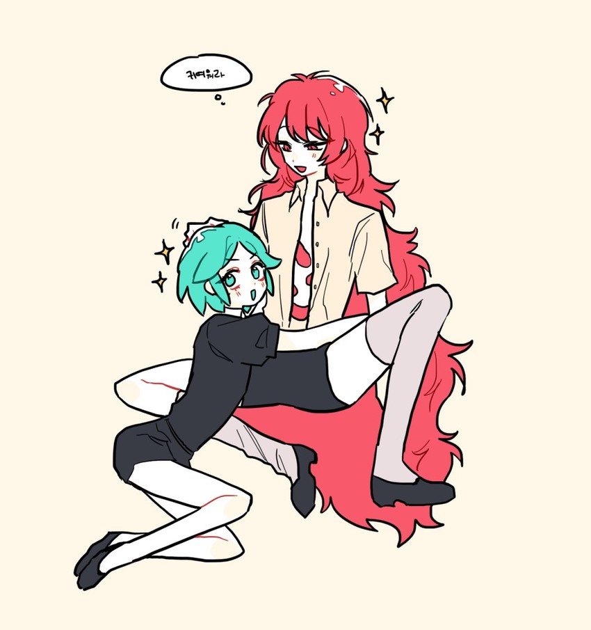 phosphophyllite and padparadscha (houseki no kuni) drawn by boseoggug_paneun_tadag