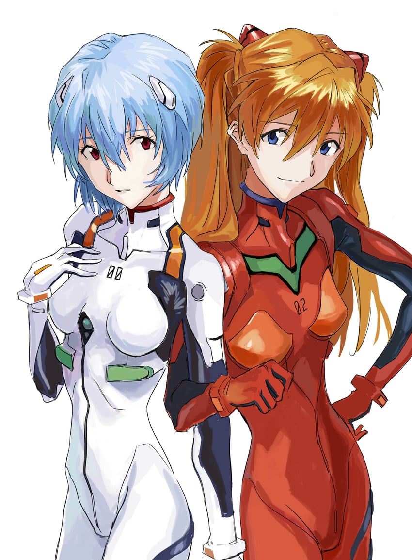 souryuu asuka langley and ayanami rei (neon genesis evangelion) drawn by mou_(piooooon)