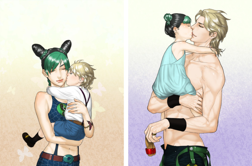 dio brando and kujo jolyne (jojo no kimyou na bouken and 2 more) drawn by miruru_souya