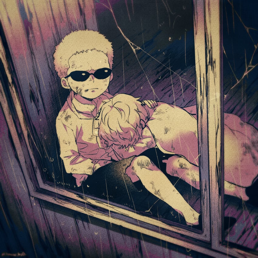 donquixote doflamingo and donquixote rocinante (one piece) drawn by amane_(yukiango69)