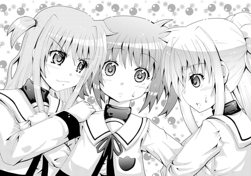 fate testarossa, takamachi nanoha, and arisa bunnings (lyrical nanoha and 2 more) drawn by danna_(tsukimisou)