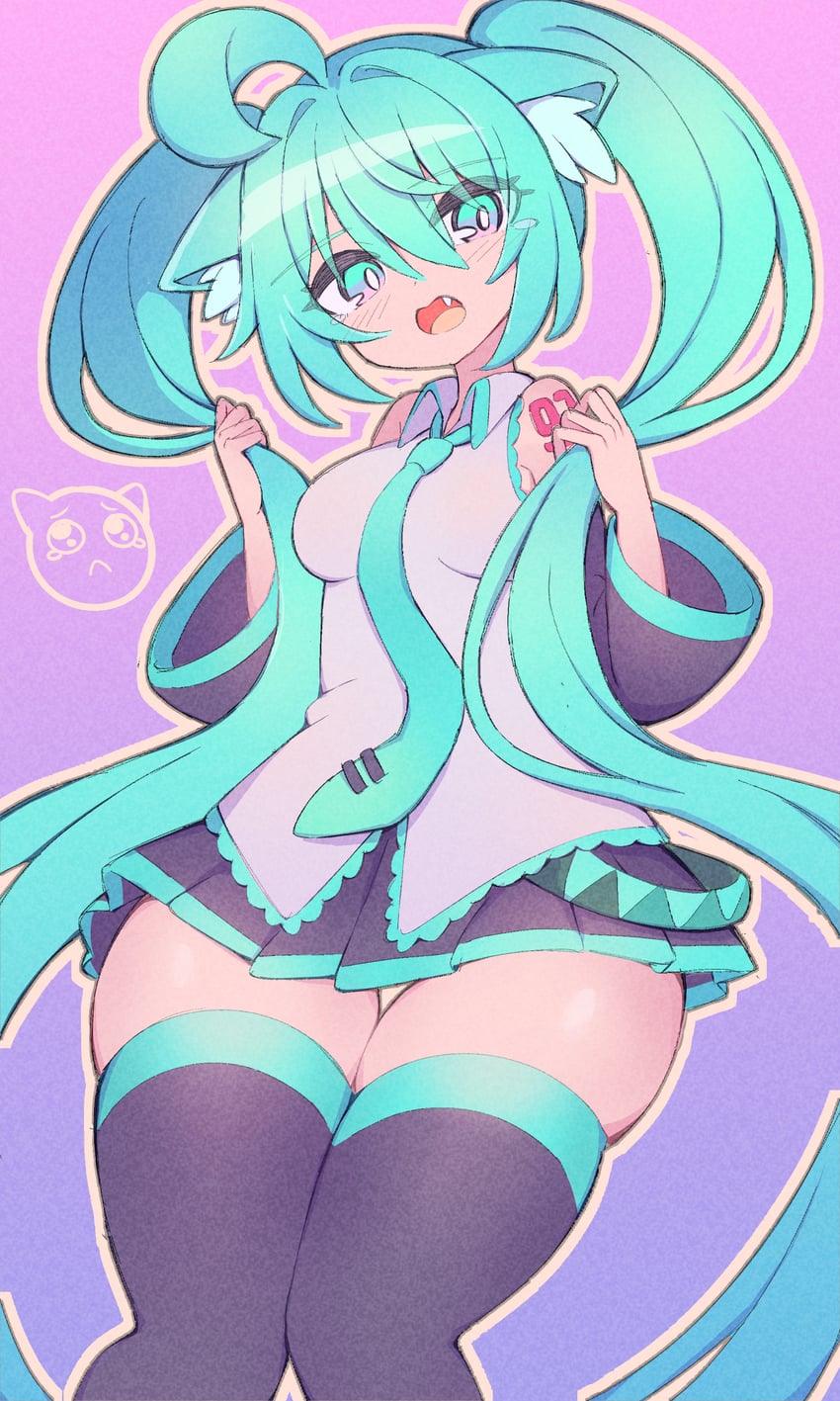 hatsune miku and pien cat (vocaloid and 1 more) drawn by nishitin