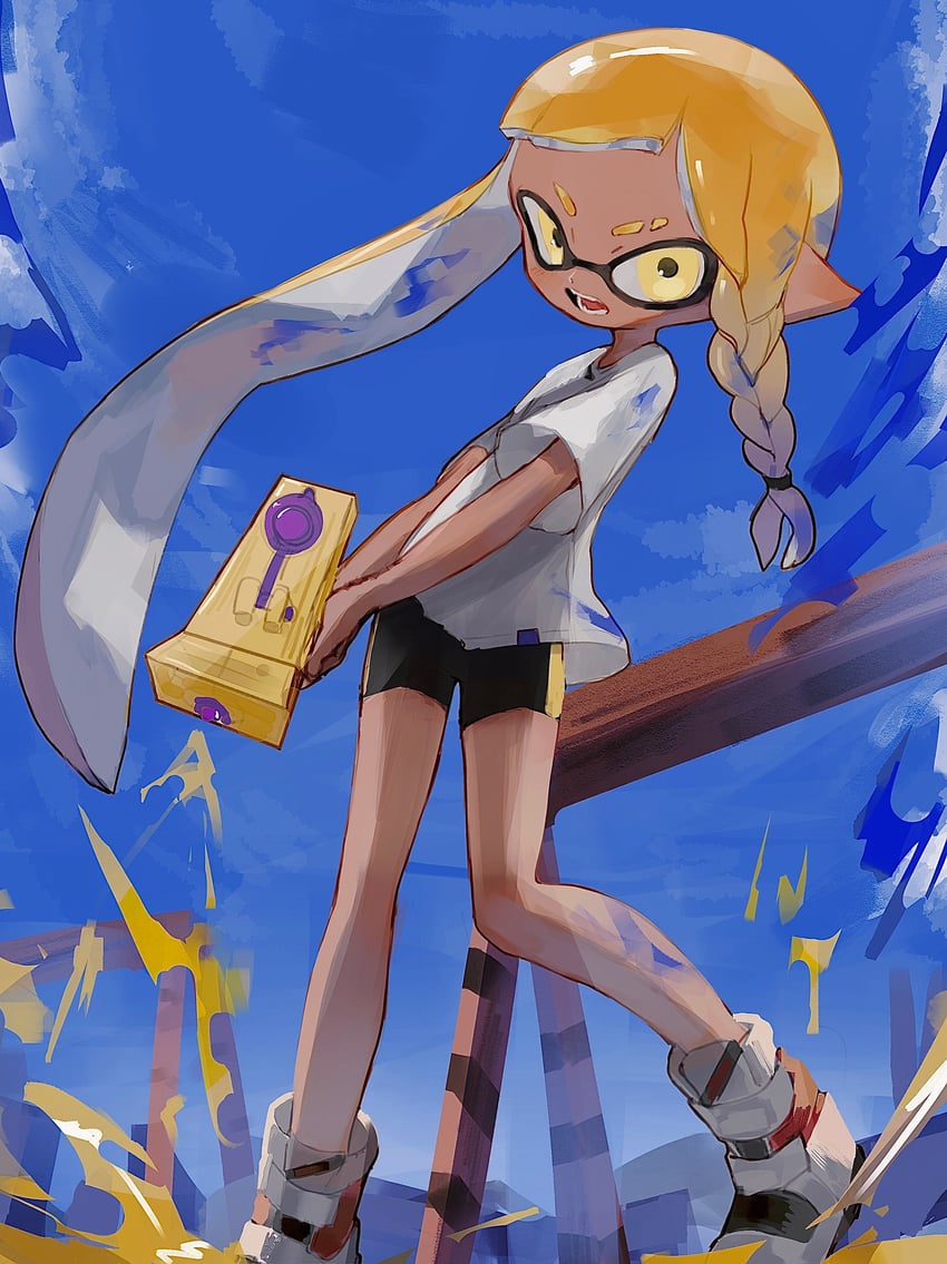 inkling player character, inkling girl, and veronika (splatoon) drawn by sho_(sho_oe4)