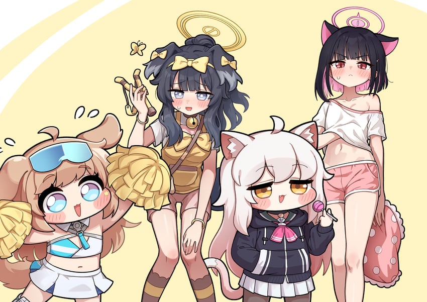 kazusa, hibiki, butter, and kommy (blue archive and 1 more) drawn by golmonggu