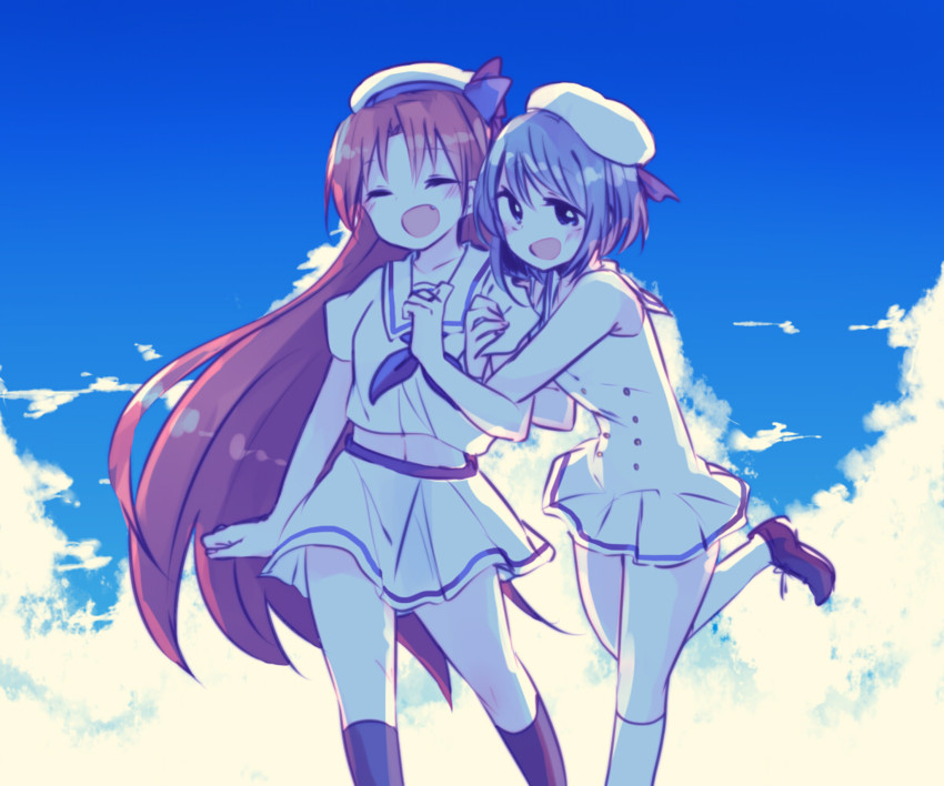 miki sayaka and sakura kyoko (mahou shoujo madoka magica) drawn by mizuki_(flowerlanguage)