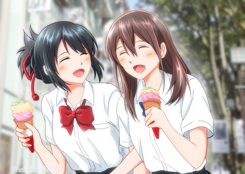 miyamizu mitsuha and yamauchi sakura (kimi no na wa. and 1 more) drawn by take20131004