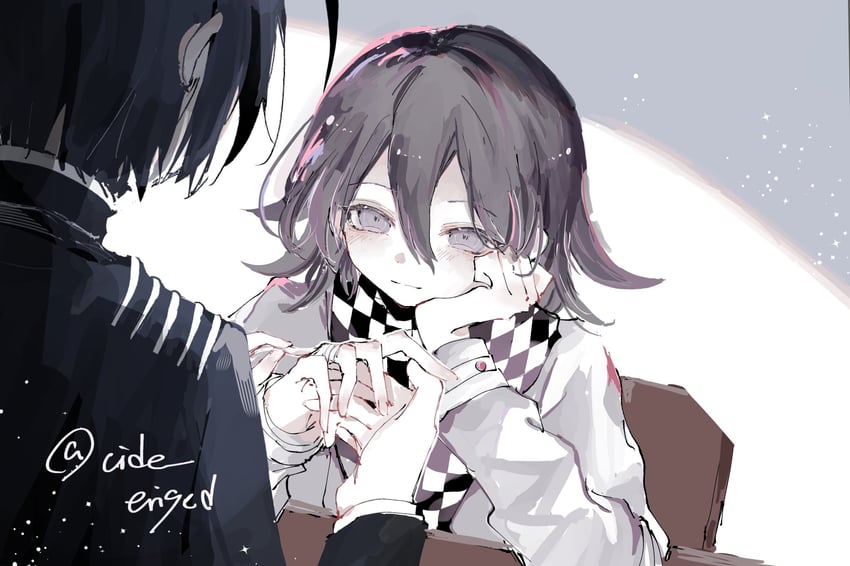 oma kokichi and saihara shuichi (danganronpa and 1 more) drawn by haizai_(cide_erised)