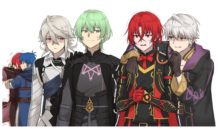 male robin, male byleth, male alear, male kris, marth, and 1 more (fire emblem and 6 more) drawn by zuzu_(ywpd8853)