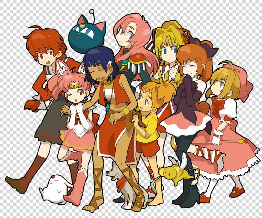 kinomoto sakura, kero, chibi usa, nadia la arwall, tenjou utena, and 11 more (bishoujo senshi sailor moon and 9 more) drawn by haruo_(clownberry)