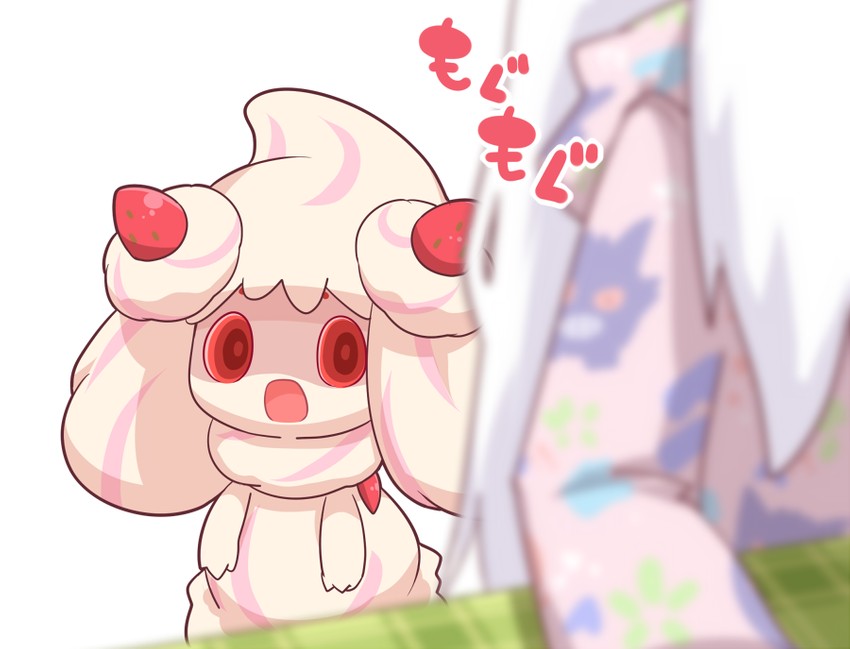 gengar and alcremie (original and 1 more) drawn by mori_no_kaeru