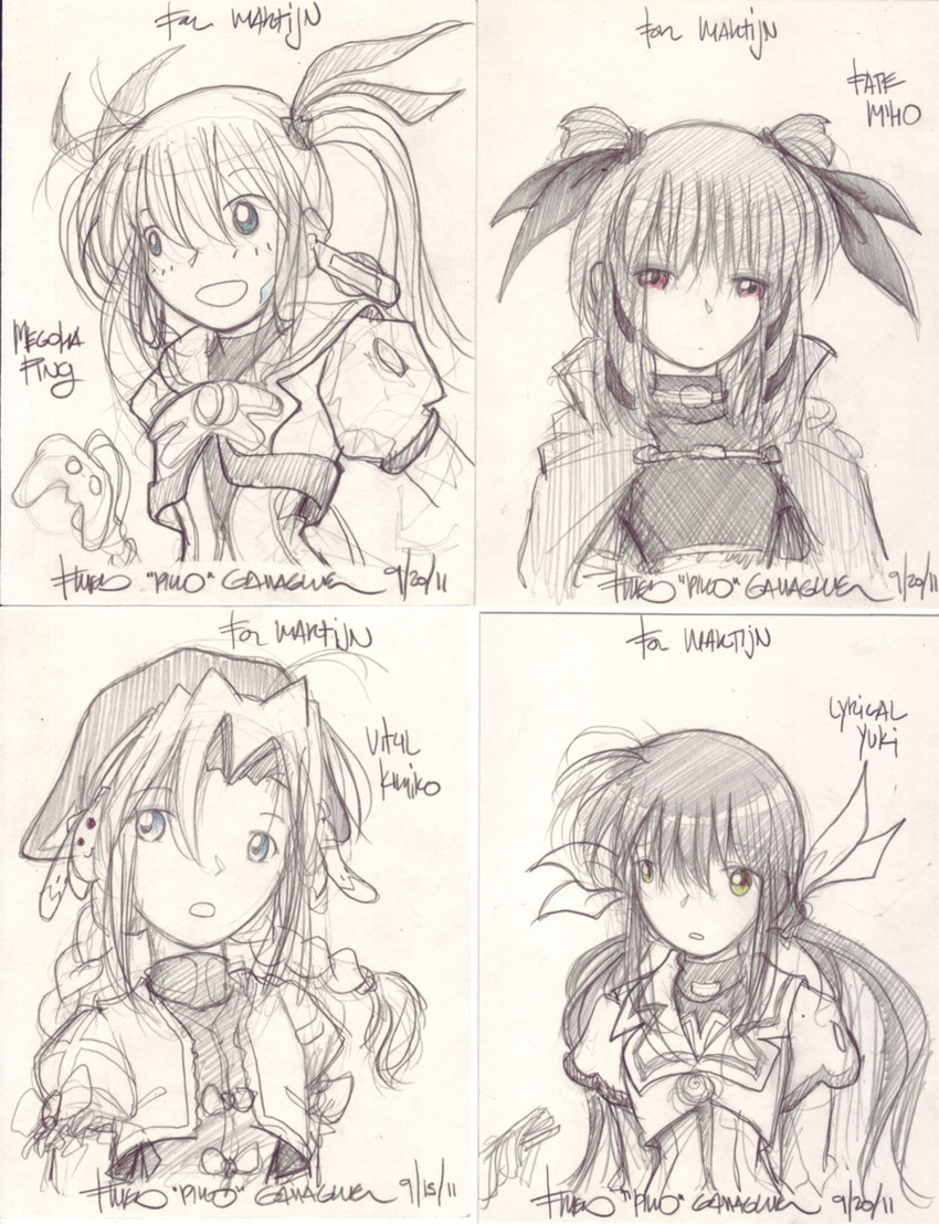 fate testarossa, takamachi nanoha, vita, ping, tohya miho, and 2 more (lyrical nanoha and 3 more) drawn by fred_gallagher