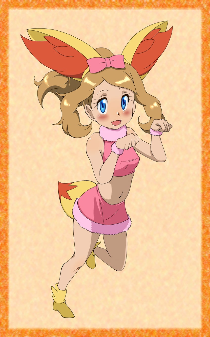 serena and fennekin (pokemon and 1 more) drawn by hamu_(sanosano)
