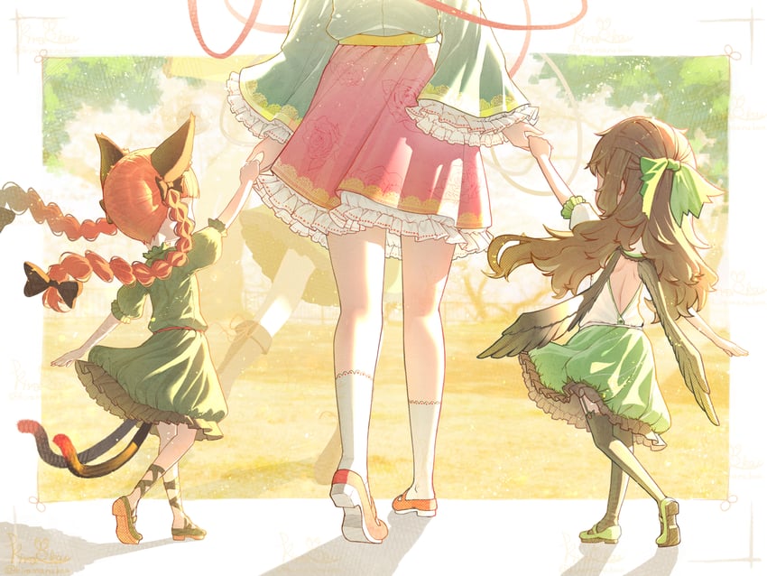 komeiji koishi, komeiji satori, kaenbyou rin, and reiuji utsuho (touhou) drawn by kiramarukou