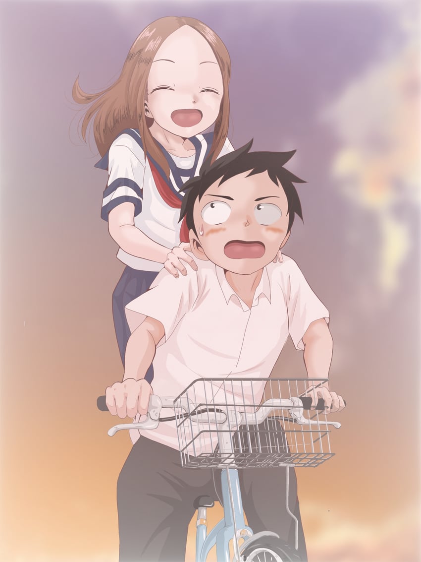 takagi-san and nishikata (karakai jouzu no takagi-san) drawn by hatomugi_(user_datj4345)