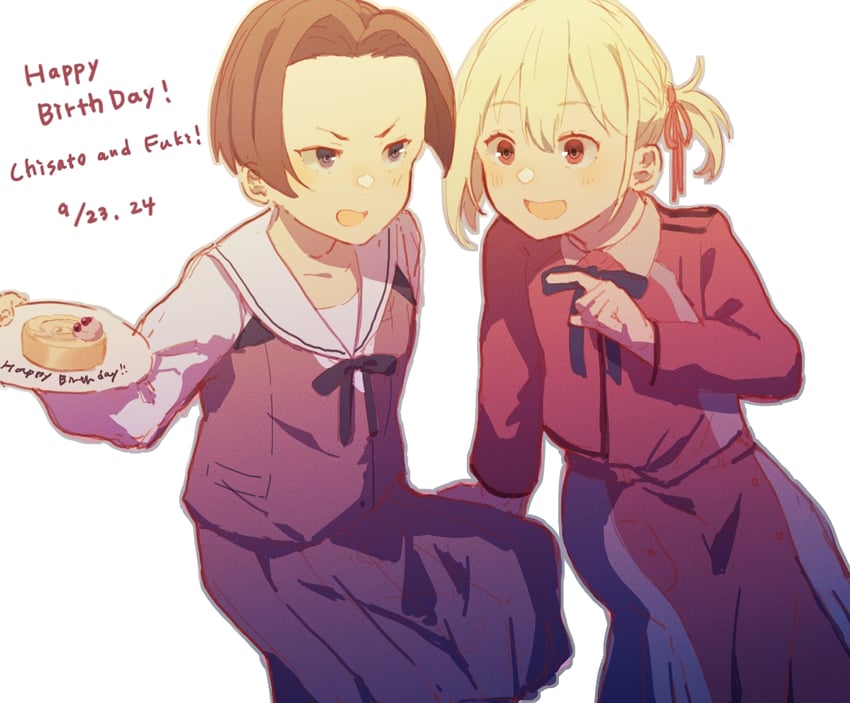 nishikigi chisato and harukawa fuki (lycoris recoil) drawn by higure28
