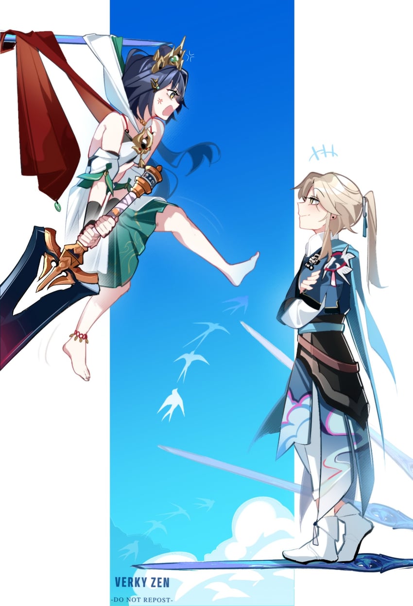 yunli and yanqing (honkai and 1 more) drawn by verkyzen